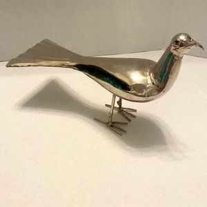 Pottery Barn Metal Bird Shiny Slver Large Seagull Figurine Beach House Nautical